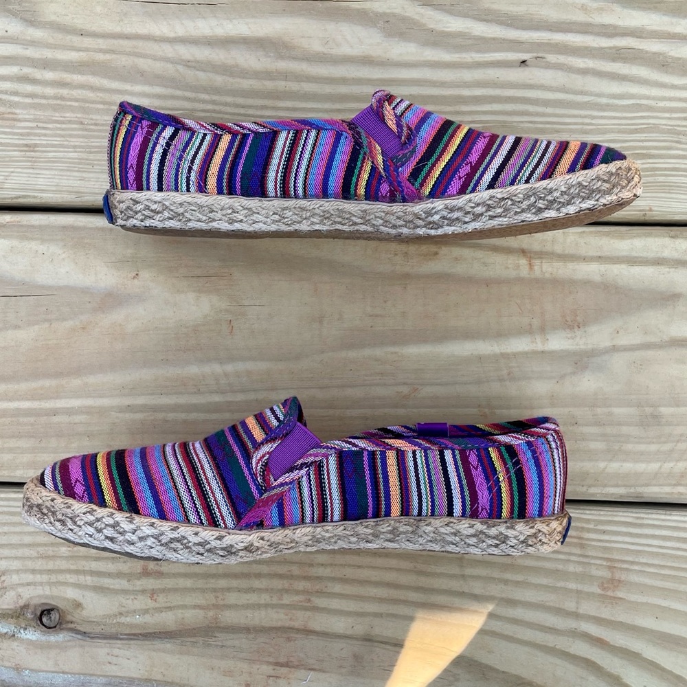 Keds Jute Espadrille Purple Stripes Flats Slip Ons Size 6